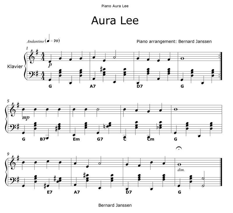 aura lee piano